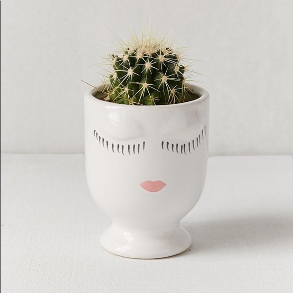 White Celfie Face Vase Planter Friend Bride Gift